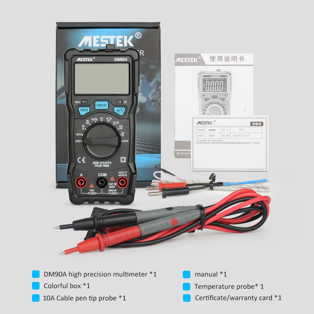 Mestek Mini Size Auto Range Multimeter Dm90a 7247